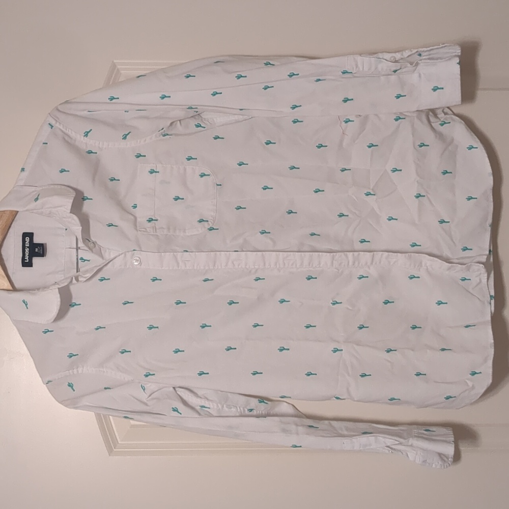 Plans in cactus print button down shirt